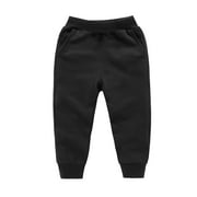 Zhuashum Kid Boys Pants Spring Fall Straight Leg Solid Color Trousers High Waist Casual Trousers Jogger Pant Fashion Comfortable Sweatpants Black 18-24 Months